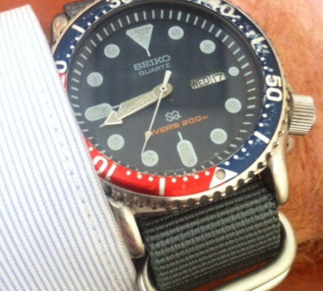 Seiko Diver on a Zulu strap  from #cheapestnatostraps.com #seiko #diverswatch #zulustrap #natostrap #natoband