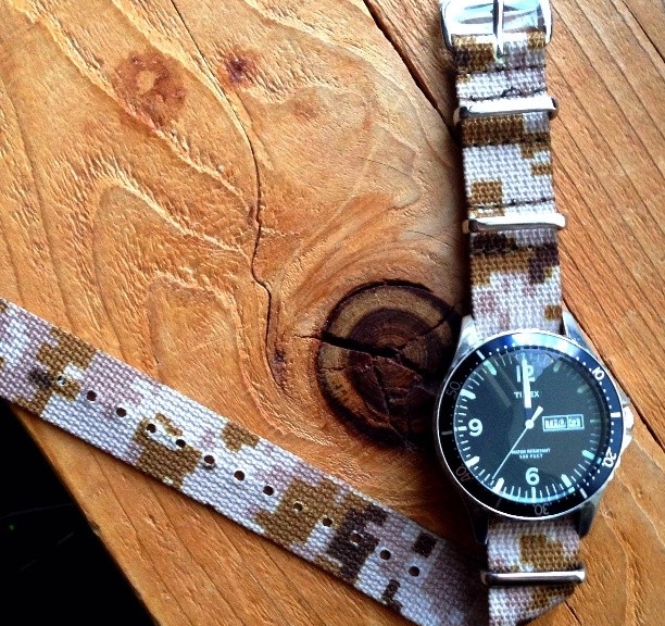 Timex on a digital camo premium NATO strap from #cheapestnatostraps #timex #natostrap #natoband