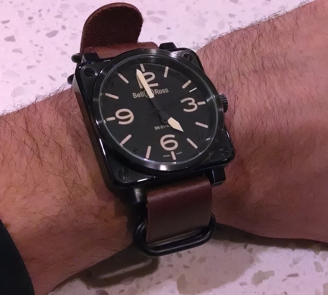 Bell&Ross on a $29 handmade PVD leather Zulu strap from #cheapestnatostraps.com #bellandross #pilotwatch #zulustrap #leathernatostrap #natostrap #natoband #watchuseek #klocksnack