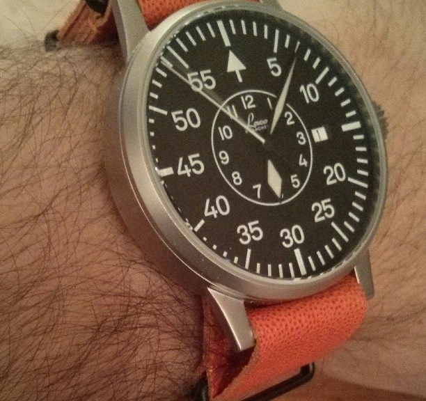 Laco Flieger on a leather NATO strap from #cheapestnatostraps #laco #flieger #leathernatostrap #natostrap #natoband