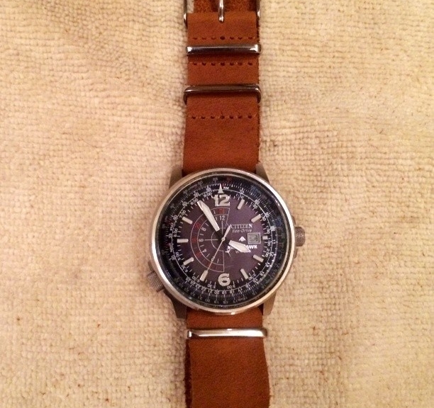 Citizen on a $15 leather NATO strap from #cheapestnatostraps.com #citizen #leathernatostrap #natostrap #natoband
