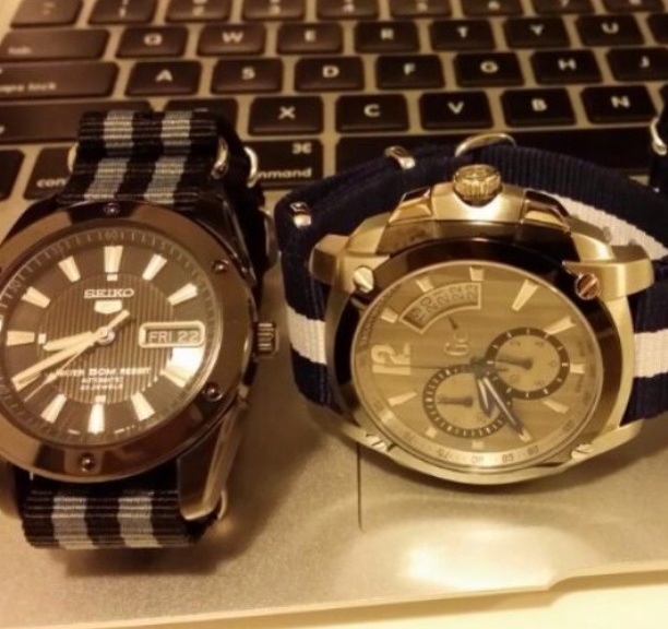 Seiko and Guess on NATO straps from #cheapestnatostraps #seiko #guess #natostrap #natoband