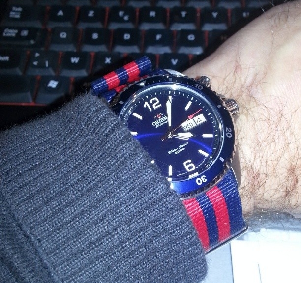 Orient on a $7 NATO strap from #cheapestnatostraps #orient #natostrap #natoband