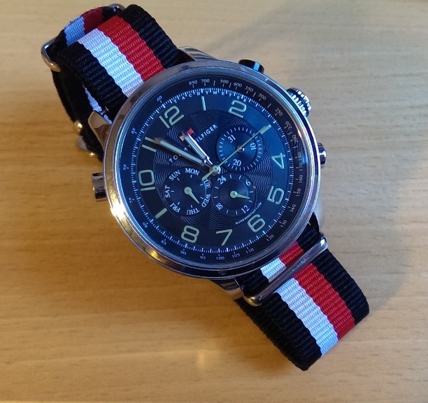 Tommy Hilfiger watch on a $7 NATO strap from #cheapestnatostraps #tommyhilfiger #natoband #natostrap