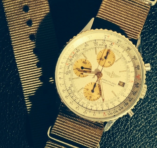 Breitling Navitimer on a premium NATO strap from #cheapestnatostraps #breitling #natostrap #natoband