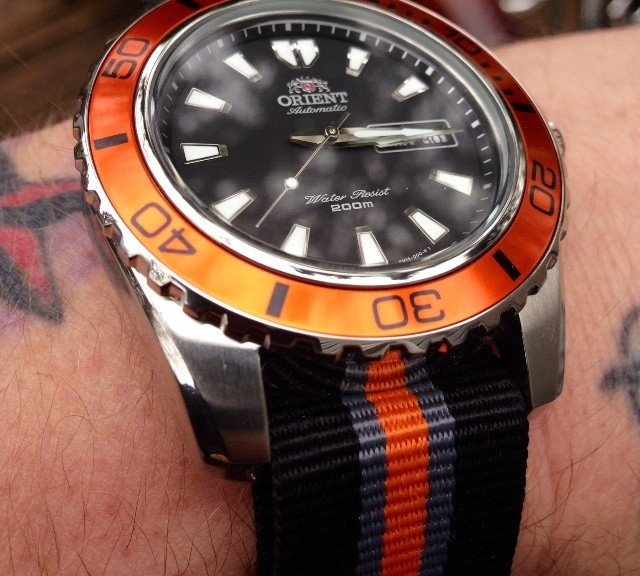 @daddybland's Orient on a NATO strap from #cheapestnatostraps.com #orient #natostrap #natoband #watchband #watchstrap