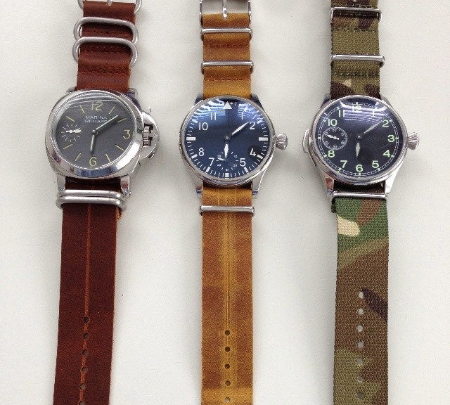 Marina Militare and pilot watches with leather NATO straps from #cheapestnatostraps.com #marinamilitare #panerai #pilotwatch #leathernatostrap #zulustrap #natostrap #natoband