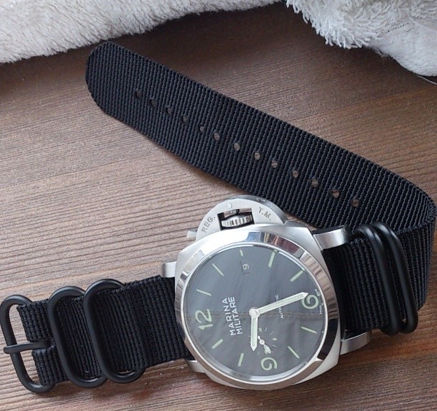 Marina Militare on a PVD coated Zulu strap from #cheapestnatostraps #marinamilitare #panerai #zulustrap #natostrap #natoband