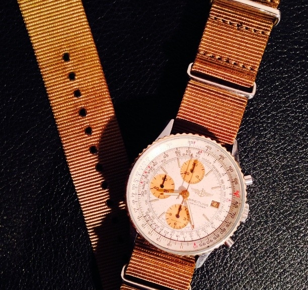 Breitling on a premium NATO strap from #cheapestnatostraps #breitling #pilotwatch #natostrap #natoband