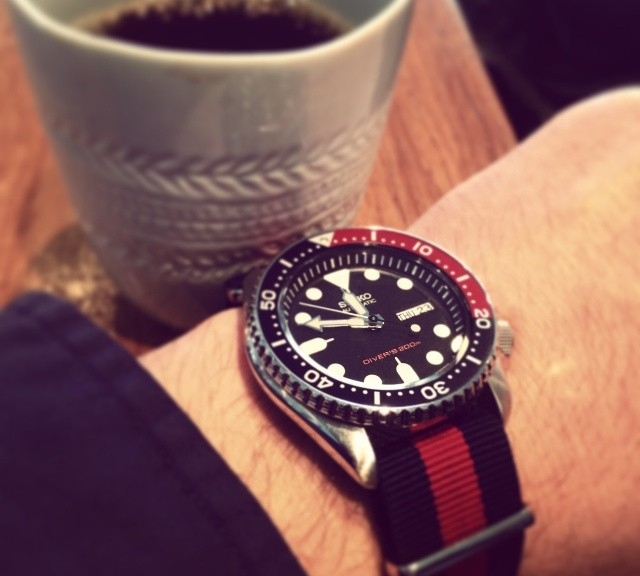 Seiko divers watch on a NATO strap from #cheapestnatostraps.com #seiko #diverswatch #natostrap #natoband #klocksnack #watchuseek