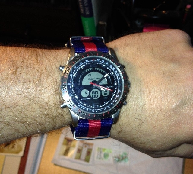 Digital chronograph on a NATO strap from #cheapestnatostraps.com #chronograph #natostrap #natoband