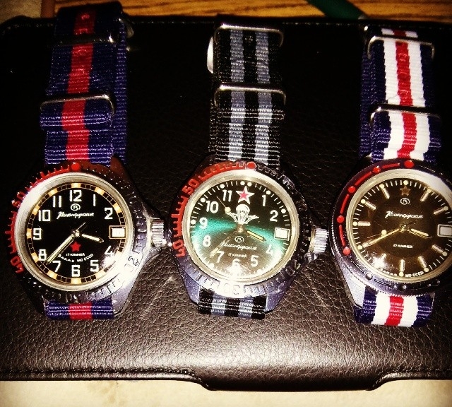 @ctuccio's three Vostok Komandirskie with NATO straps from #cheapestnatostraps.com #vostok #russianwatch #diverswatch #vintagewatch #natostrap #natoband #klocksnack #watchuseek #watchesofinstagram #instawatch