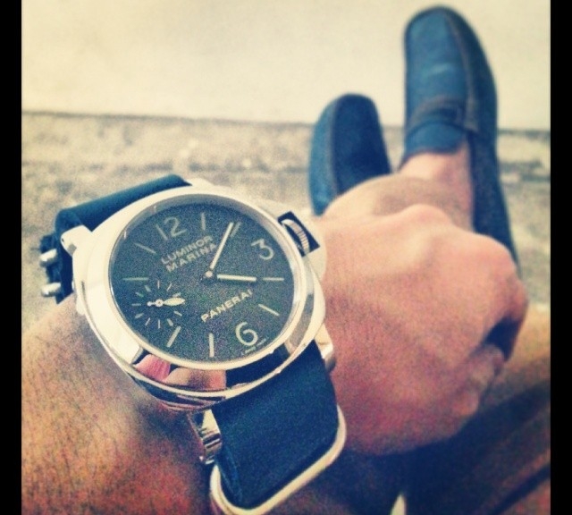 Panerai PAM111 on a handmade leather Zulu strap from #cheapestnatostraps.com #panerai #zulustrap #leathernatostrap #natostrap #natoband #instawatch #watchuseek #klocksnack