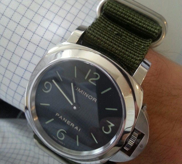 Panerai on a khaki green Zulu strap from #cheapestnatostraps.com #panerai #zulustrap #natostrap #natoband #watchuseek #klocksnack #watchband #watchstrap