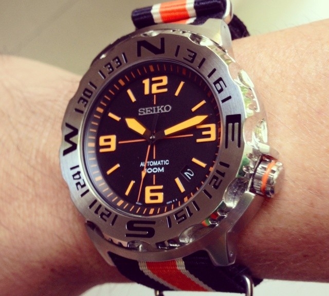 Seiko Monster on a NATO strap from #cheapestnatostraps.com #seiko #seikomonster #diverswatch #natostrap #natoband #klocksnack #watchuseek