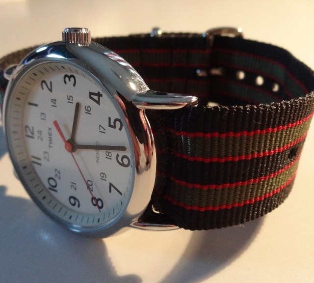 Timex Weekender on a James Bond striped NATO strap from #cheapestnatostraps.com #timexweekender #timex #weekender #jamesbond #natostrap #natoband #klocksnack #watchuseek #watchband #watchstrap