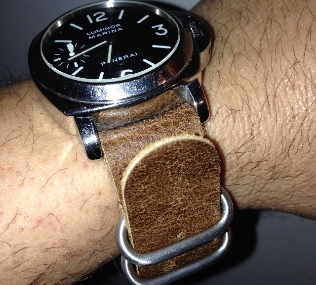 Luminor Marina Panerai on a handmade leather Zulu strap from #cheapestnatostraps.com #panerai #zulustrap #leathernatostrap #natostrap #natoband #klocksnack #watchuseek #watchband #watchstrap