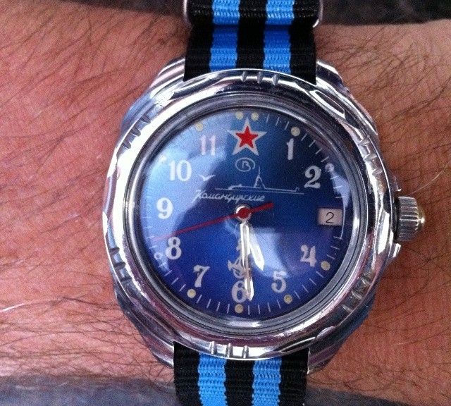 Vostok Komandirskie on a NATO strap from #cheapestnatostraps.com #vostok #vostokkomandirskie #russianwatch #natostrap #natoband #klocksnack #watchuseek #watchband #watchstrap