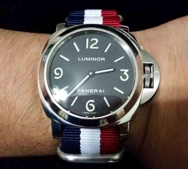 Panerai PAM112 on a red, white and navy Zulu strap from #cheapestnatostraps.com #panerai #pam #zulustrap #natostrap #natoband #klocksnack #watchuseek #watchband #watchstrap #instawatch #watchesofinstagram
