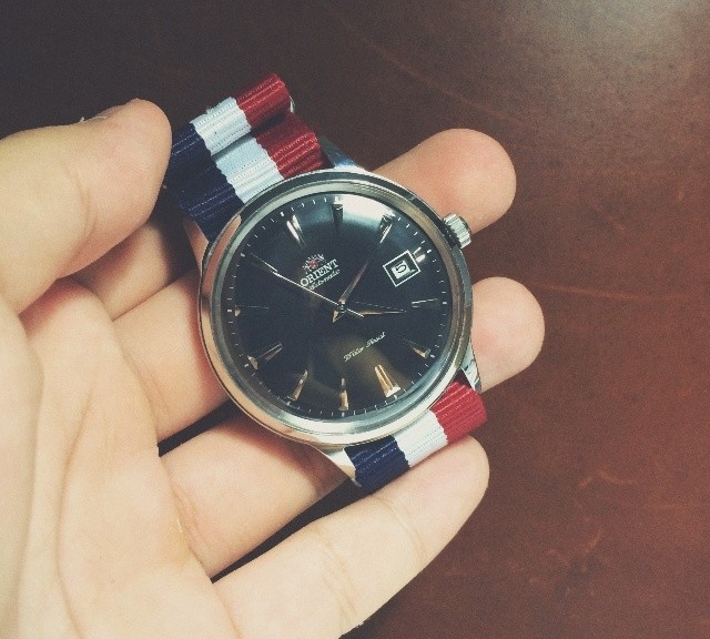 @geappy's Orient Bambino on a red, white and navy NATO strap from #cheapestnatostraps.com #orient #orientbambino #natostrap #natoband #klocksnack #watchuseek #instawatch #watchesofinstagram
