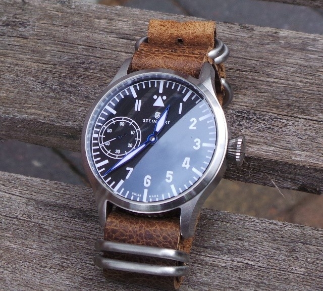 Steinhart pilotwatch on a leather Zulu strap from #cheapestnatostraps.com #steinhart #pilotwatch #leatherzulustrap #leathernatostrap #zulustrap #natostrap #natoband #klocksnack #watchuseek #instawatch #watchesofinstagram #watchaddict #wristporn